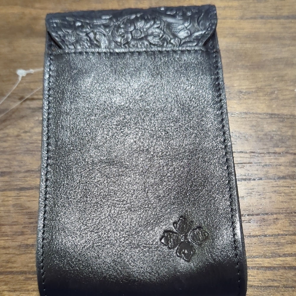 NWT Patricia Nash Black Tooled Leather Crossbody Phone Pouch - Picture 2 of 9